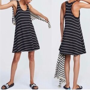 Lou & Grey Black Striped Racerback French Terry Dress Womens Size S